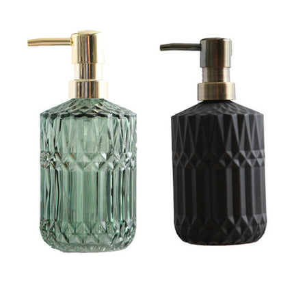 Glass Hand Soap Bottle 🛁 – Brushed Gold Pump, Green, Grey, or Black