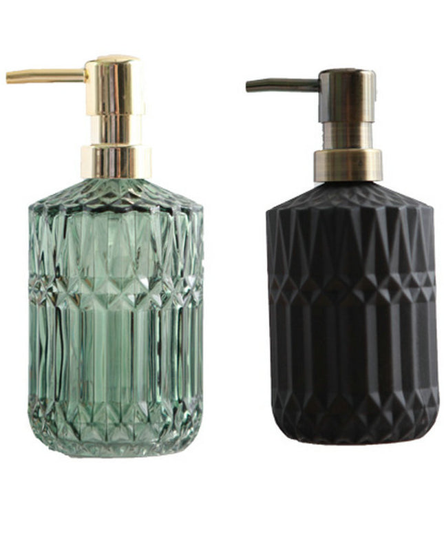 Glass Hand Soap Bottle 🛁 – Brushed Gold Pump, Green, Grey, or Black