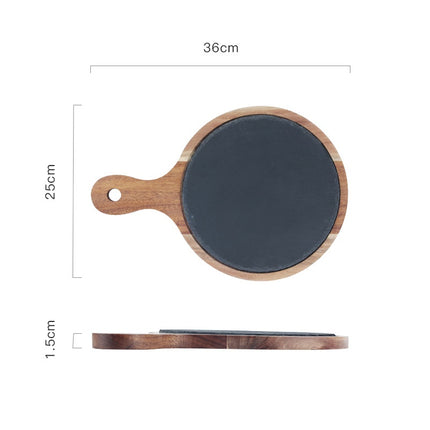 Acacia Wood Pizza Plate | Wooden Serving Board with Stone