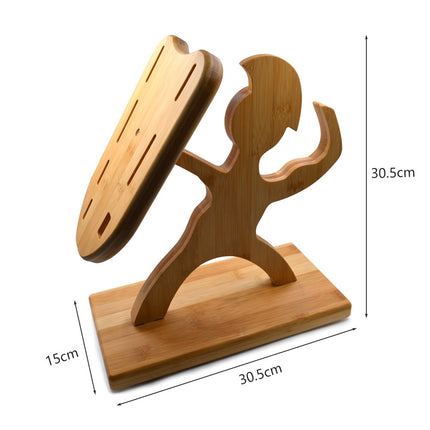 Spartan Warrior Knife Holder ⚔️ – Maple Wood, Holds 7 Knives + Sharpener