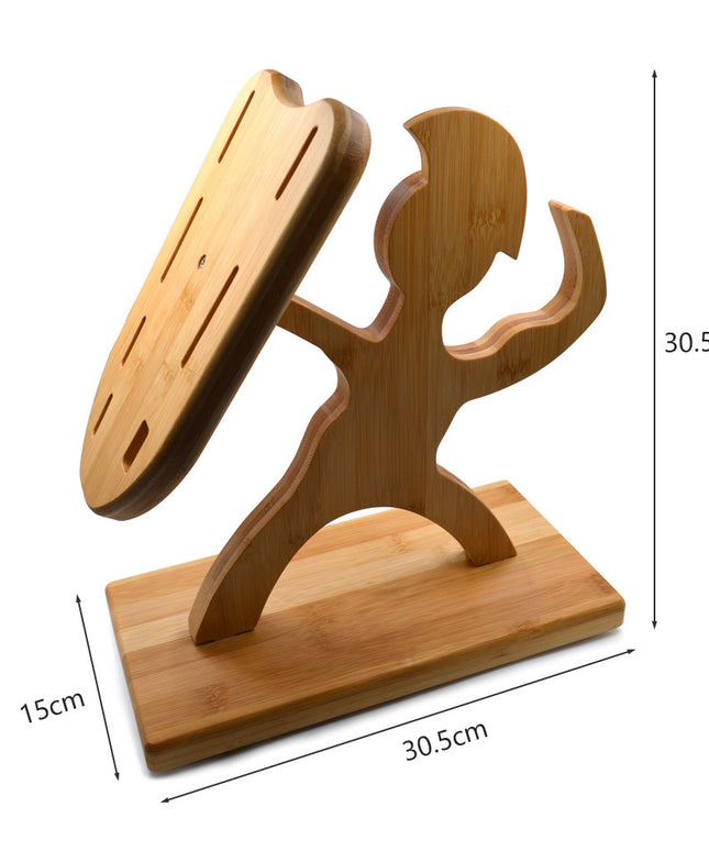 Spartan Warrior Knife Holder ⚔️ – Maple Wood, Holds 7 Knives + Sharpener