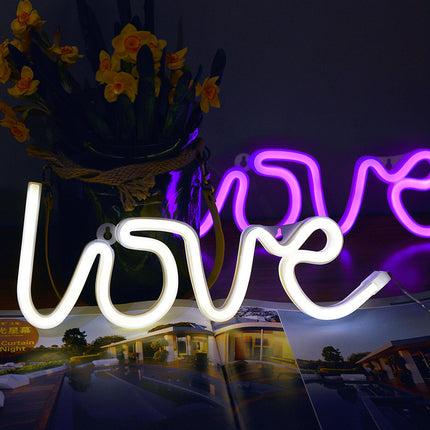 LED “Love” Neon Sign – Pink or Warm White Party & Wedding Décor | Ikeame