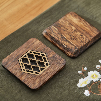 Desk Heat-resistant High-quality Carved Wooden Coaster