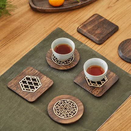 Desk Heat-resistant High-quality Carved Wooden Coaster