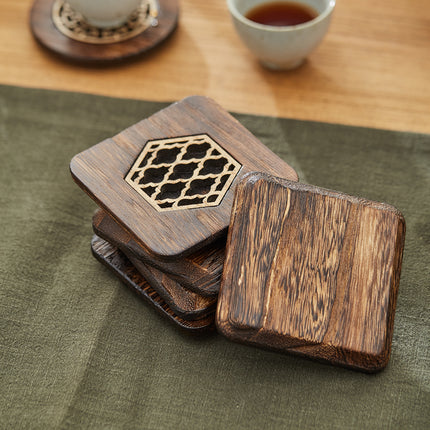 Desk Heat-resistant High-quality Carved Wooden Coaster
