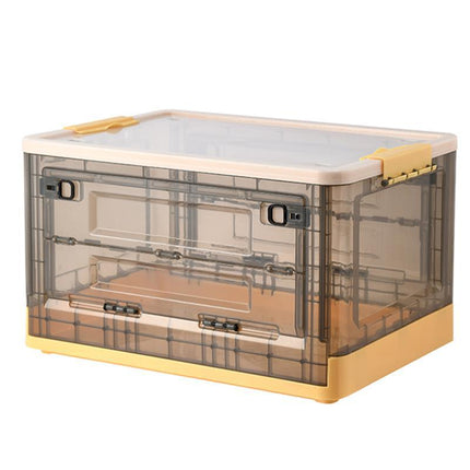 Foldable Storage Box with Wheels Transparent Rolling Organiser