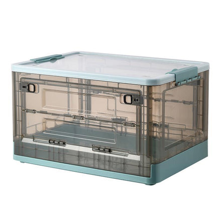 Foldable Storage Box with Wheels Transparent Rolling Organiser