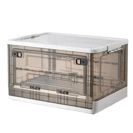 Foldable Storage Box with Wheels Transparent Rolling Organiser