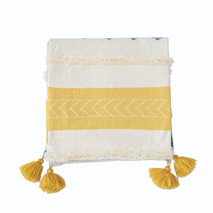 Pure color spring and autumn sofa tassel cotton blanket – Trendy & Practical for Daily Living