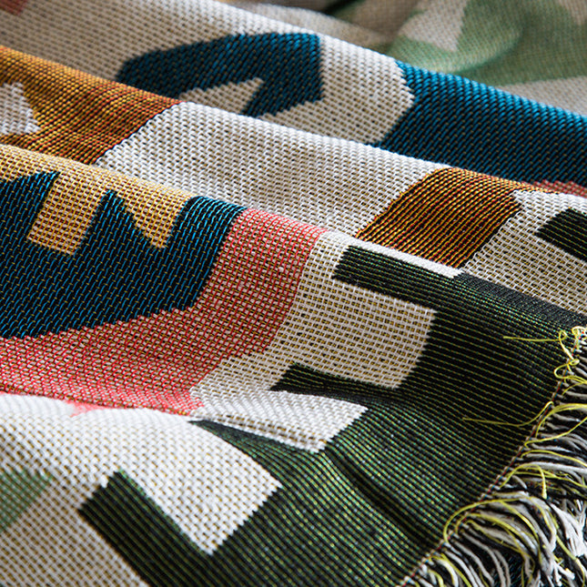 Boho Knitted Sofa Blanket | Cotton Throw & Sofa Cover
