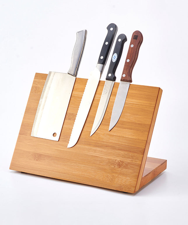 Bamboo Magnetic Knife Block 🔪 – Anti-Skid Base