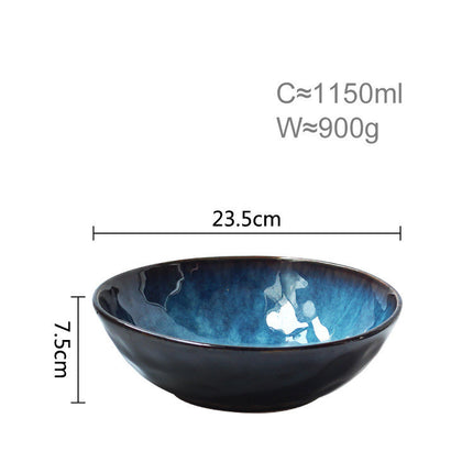 Deep Blue/Black Ombre Ceramic Bowls – 3 Sizes, Porcelain