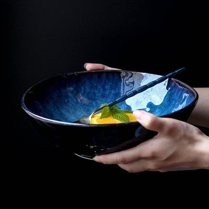 Deep Blue/Black Ombre Ceramic Bowls – 3 Sizes, Porcelain