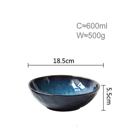 Deep Blue/Black Ombre Ceramic Bowls – 3 Sizes, Porcelain