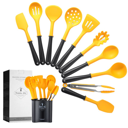 Silicone Kitchen Utensil Set with Holder | 10 Piece Cooking Tools