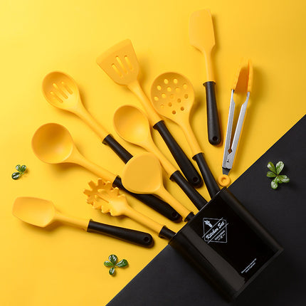 Silicone Kitchen Utensil Set with Holder | 10 Piece Cooking Tools