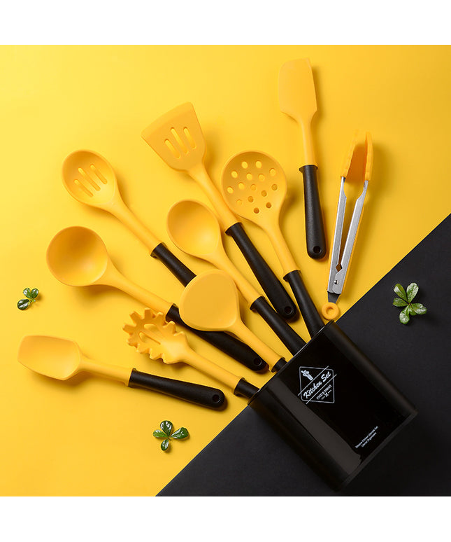 Silicone Kitchen Utensil Set with Holder | 10 Piece Cooking Tools