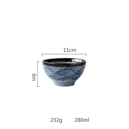 Sea Ripple Restaurant Restaurant Tableware Set Hotel Ceramic Rice Bowl Bone Dish Soup Spoon Tea Cup