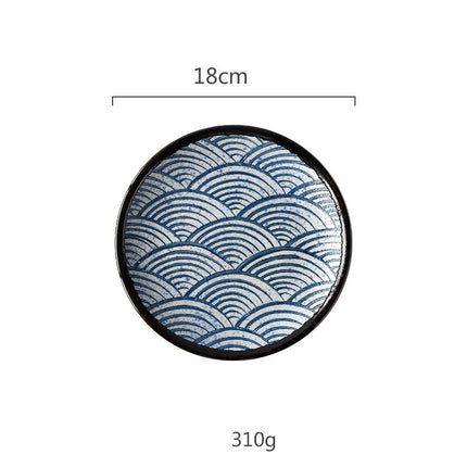 Sea Ripple Restaurant Restaurant Tableware Set Hotel Ceramic Rice Bowl Bone Dish Soup Spoon Tea Cup