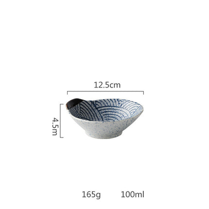 Sea Ripple Restaurant Restaurant Tableware Set Hotel Ceramic Rice Bowl Bone Dish Soup Spoon Tea Cup