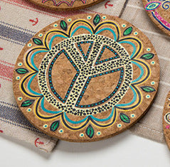 Round Wooden Coasters | Painted Floral Drink Mats