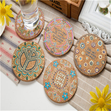 Round Wooden Coasters | Painted Floral Drink Mats