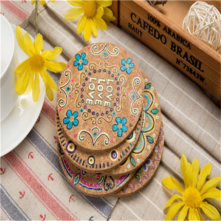 Round Wooden Coasters | Painted Floral Drink Mats