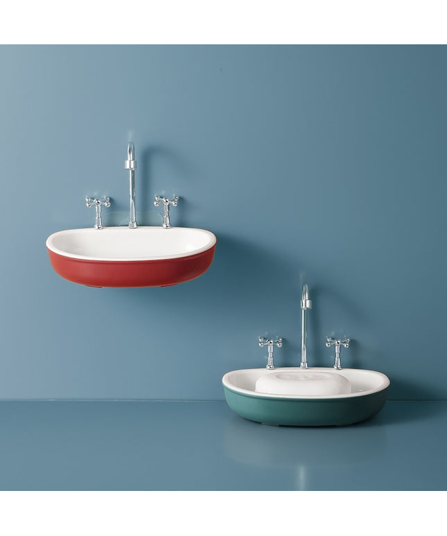 Creative Faucet Sink Soap Box Bathroom Non-Perforated Viscose Drain Double-Layer Soap Box