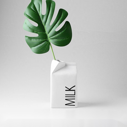 Milk Carton Ceramic Vase – Nordic Minimalist Novelty Décor