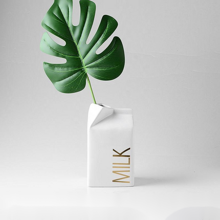 Milk Carton Ceramic Vase – Nordic Minimalist Novelty Décor