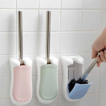 🚽 Flat Toilet Brush with Wall-Mounted Holder – Modern Bathroom Cleaning Essential
