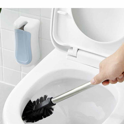 🚽 Flat Toilet Brush with Wall-Mounted Holder – Modern Bathroom Cleaning Essential