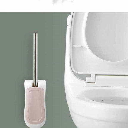 🚽 Flat Toilet Brush with Wall-Mounted Holder – Modern Bathroom Cleaning Essential