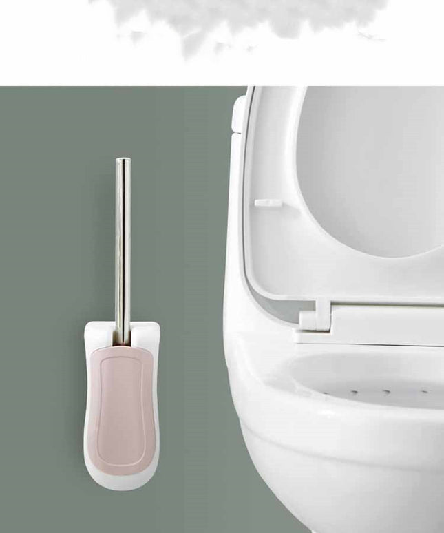 🚽 Flat Toilet Brush with Wall-Mounted Holder – Modern Bathroom Cleaning Essential