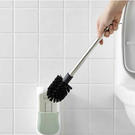🚽 Flat Toilet Brush with Wall-Mounted Holder – Modern Bathroom Cleaning Essential
