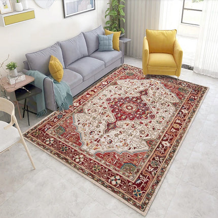 Nordic Bohemian Deep Red Rug | Living Room Statement Carpet