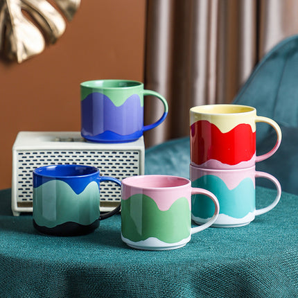 Painted Ceramic Mug 440ml | Colourful Creative Coffee Cup