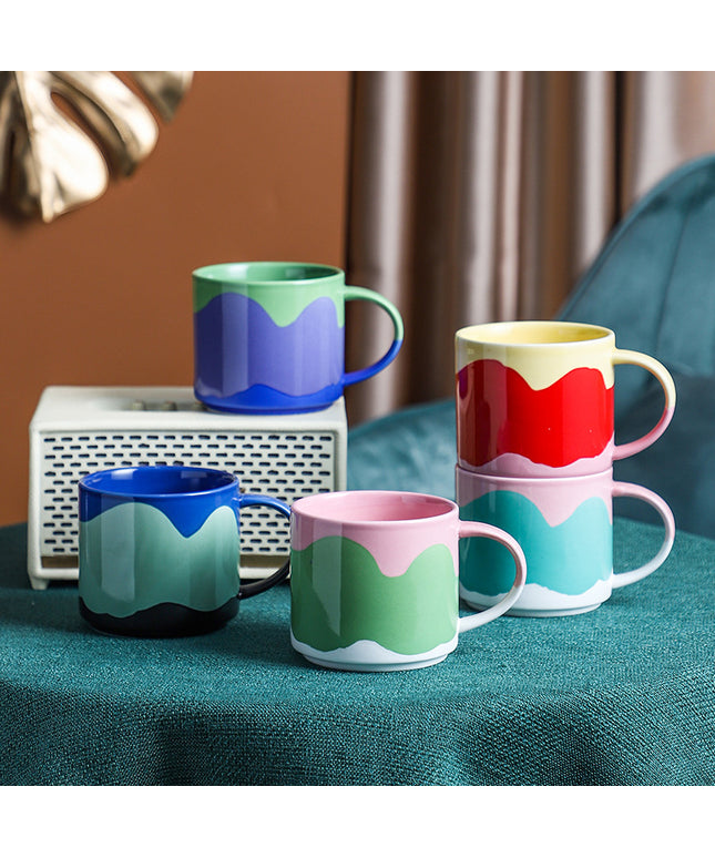 Painted Ceramic Mug 440ml | Colourful Creative Coffee Cup