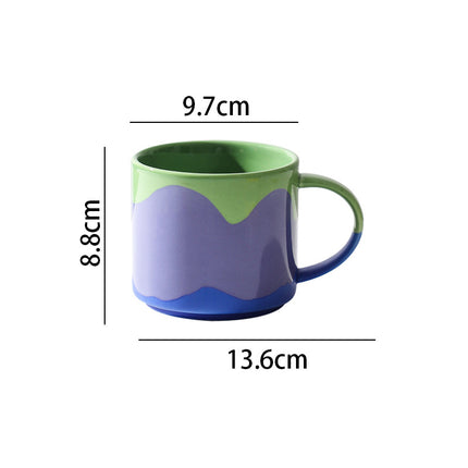 Painted Ceramic Mug 440ml | Colourful Creative Coffee Cup