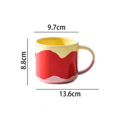 Painted Ceramic Mug 440ml | Colourful Creative Coffee Cup