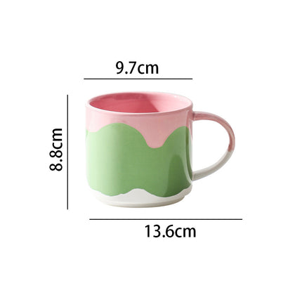 Painted Ceramic Mug 440ml | Colourful Creative Coffee Cup