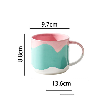 Painted Ceramic Mug 440ml | Colourful Creative Coffee Cup
