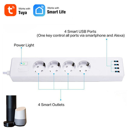 Tuya Smart Power Strip – WiFi Remote Control Multi-Socket Extension with Alexa Support