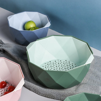 Geometric Multifunctional Double-Layer Storage Basket Household Kitchen Vegetable Washing And Rice Washing Machine