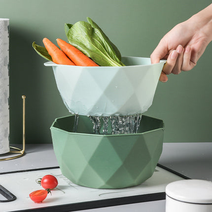 Geometric Multifunctional Double-Layer Storage Basket Household Kitchen Vegetable Washing And Rice Washing Machine