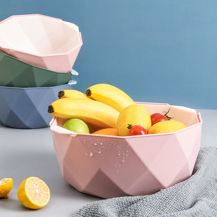 Geometric Multifunctional Double-Layer Storage Basket Household Kitchen Vegetable Washing And Rice Washing Machine