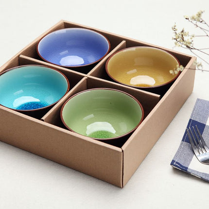 Japanese Style Ceramic Bowl Set | 4 Piece Patterned Bowls