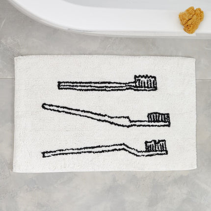 🖤🤍 Fun Slogan Bathroom Floor Mats – Absorbent Non-Slip Door & Bath Carpets
