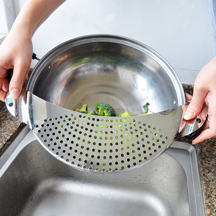 Stainless Steel Slot-On Colander 🍝 – Fits Pots, Pans & Bowls