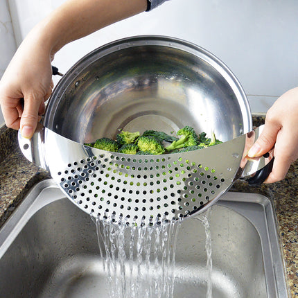 Stainless Steel Slot-On Colander 🍝 – Fits Pots, Pans & Bowls